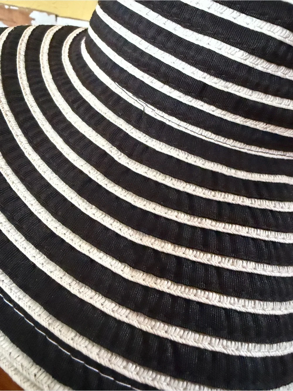 Laura Biagiotti Black and White Striped Wide Brim Sun Hat